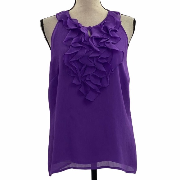 SUNNY Leigh Ruffled Purple Sleeveless Blouse PL - Picture 3 of 12